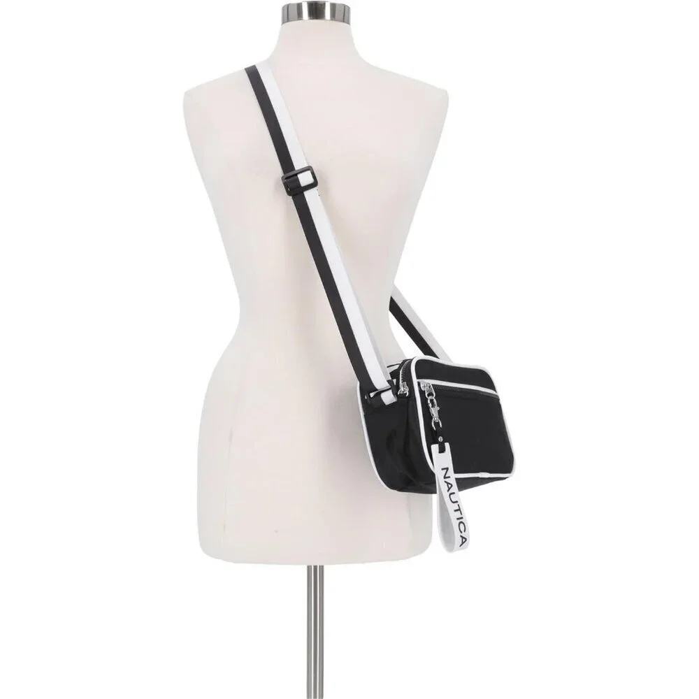 women's Bilateral Black High Seas Camera Crossbody Imported zipper pocket
